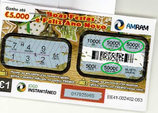 Jogo Instantâneo premiou, esta semana, apostador com 5.000,00€